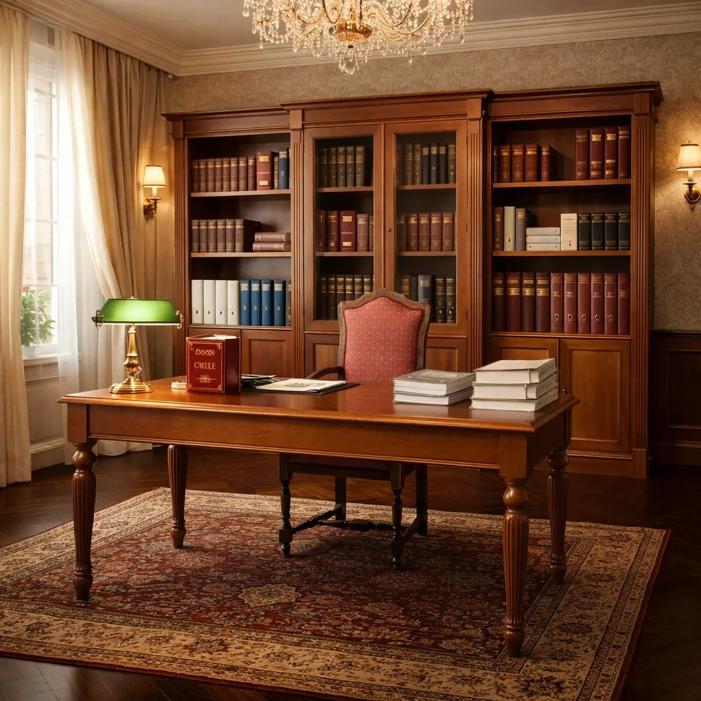 Libreria classica in legno di noce Baia